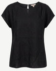 Black Pleat Detail Linen Top Corfu Jeans