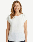 White Pleat Detail Linen Top