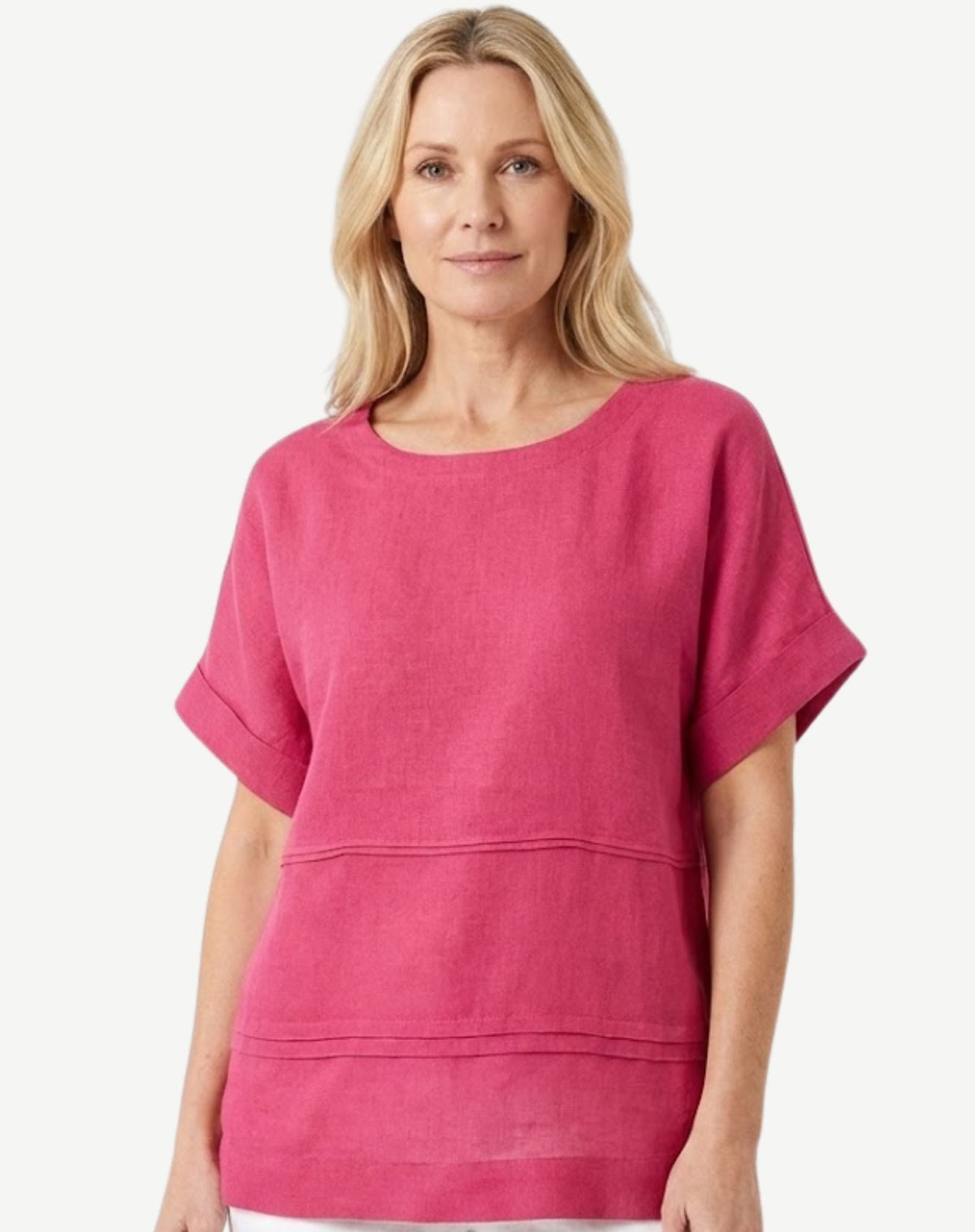 Berry Pintuck Detail Linen Top Corfu Jeans
