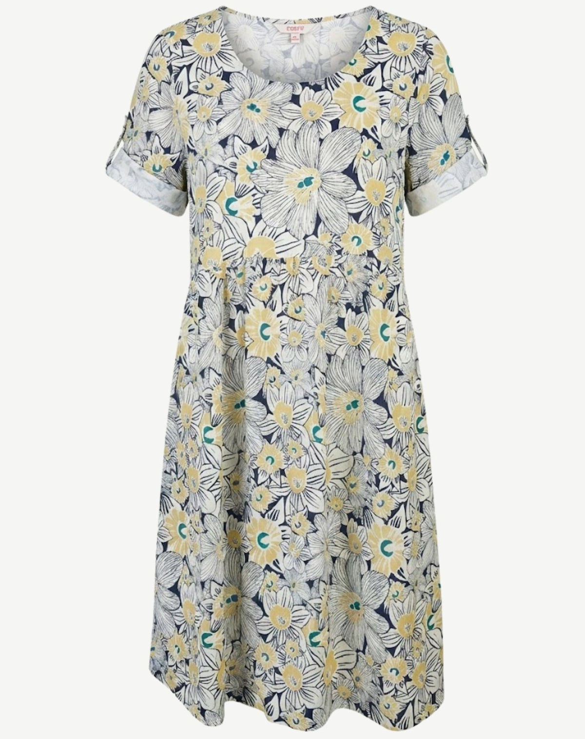 Sand Bloom Linen Blend Printed Midi Dress Corfu Jeans