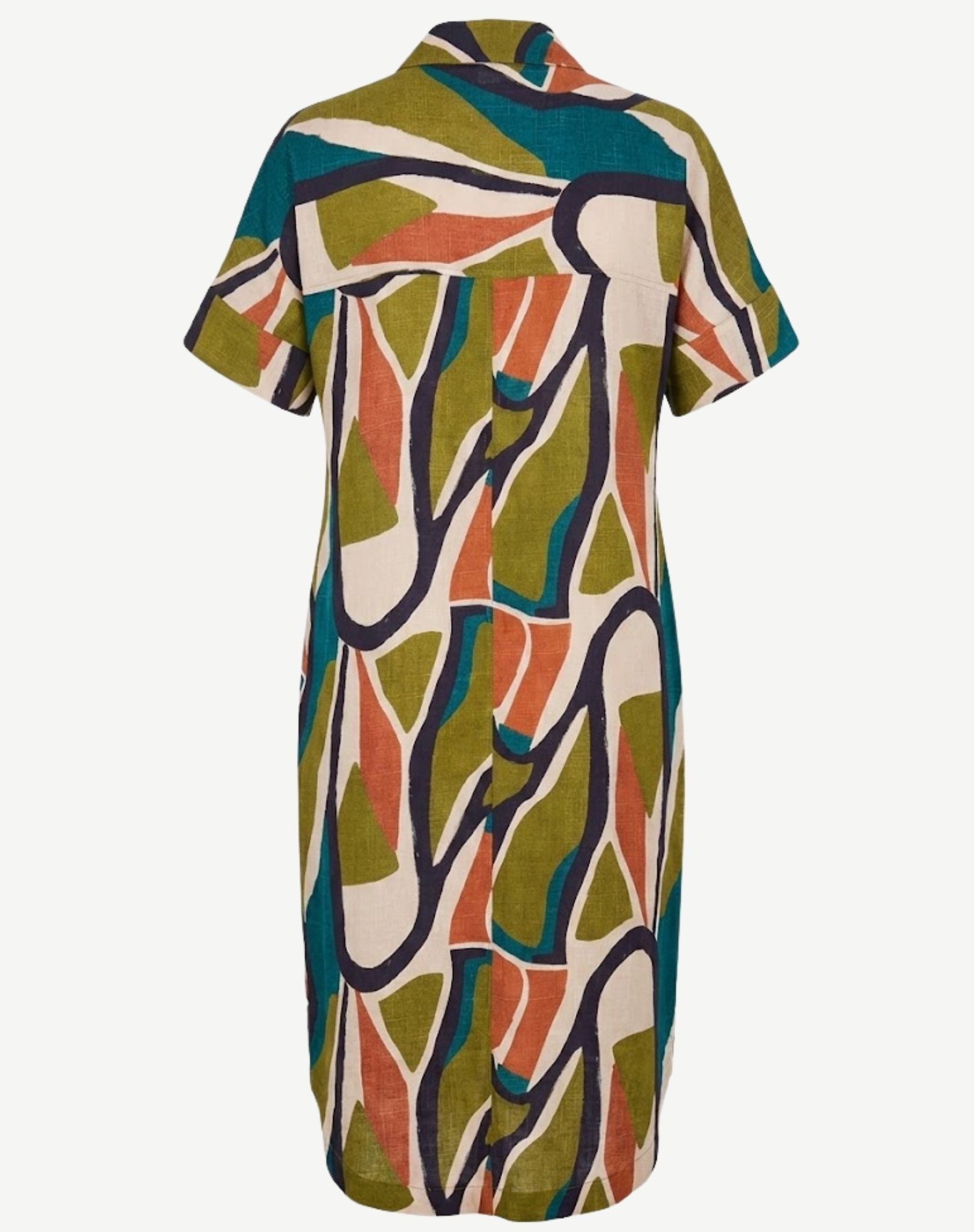 Organic Lines Printed Linen Midi Dress Corfu Jeans