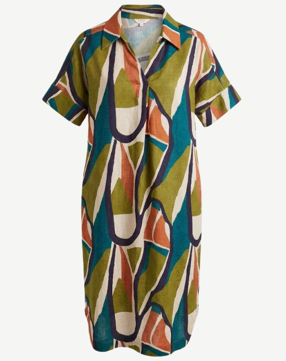 Organic Lines Printed Linen Midi Dress Corfu Jeans