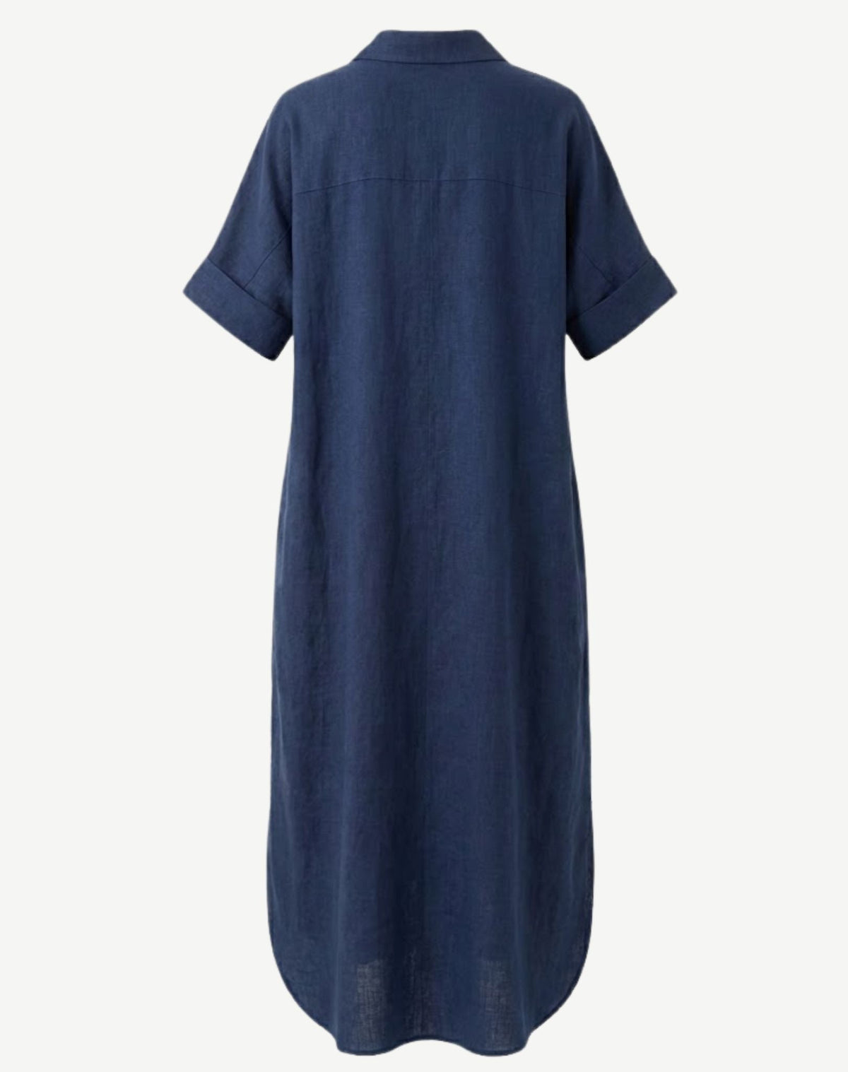 Navy Soft Linen Blend Shirt Midi Dress Corfu Jeans