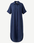 Navy Soft Linen Blend Shirt Midi Dress Corfu Jeans