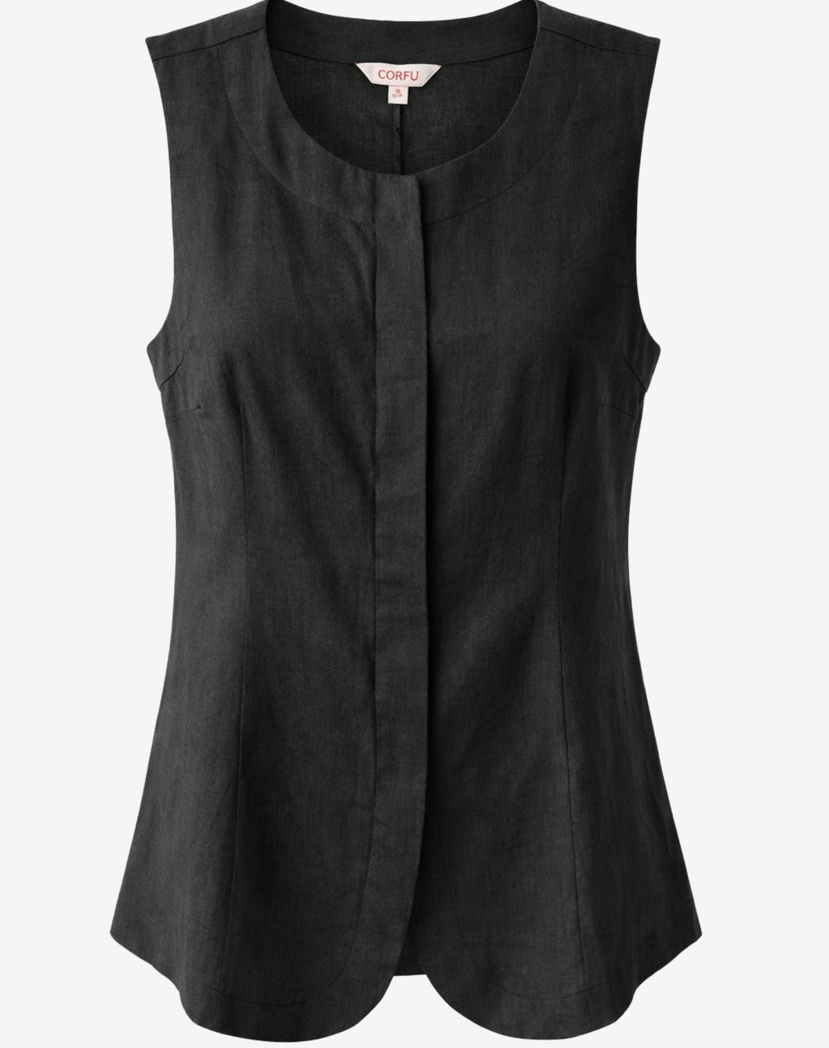Black Heavy Weight Linen Sleeveless Top Corfu Jeans