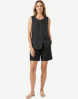 Black Heavy Weight Linen Sleeveless Top Corfu Jeans