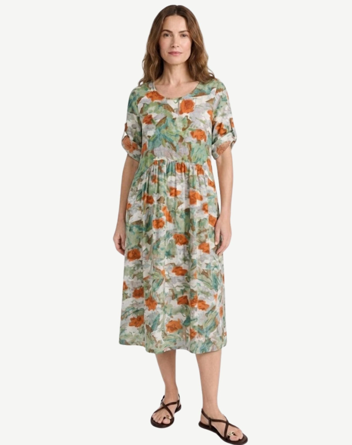 Blossia Soft Print Midi Dress Corfu Jeans