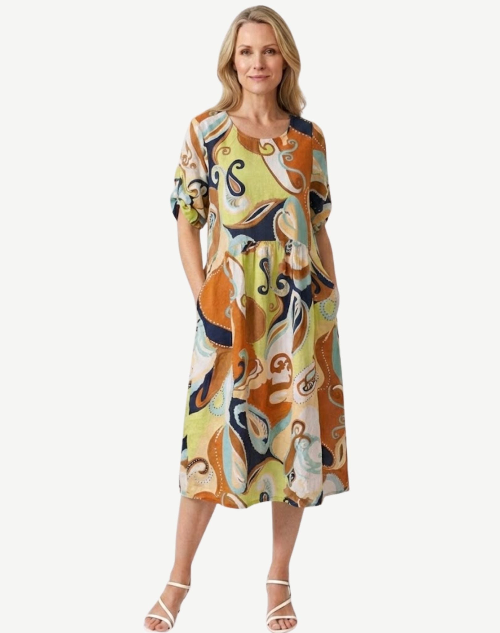 Swizzle Soft Print Midi Dress Corfu Jeans