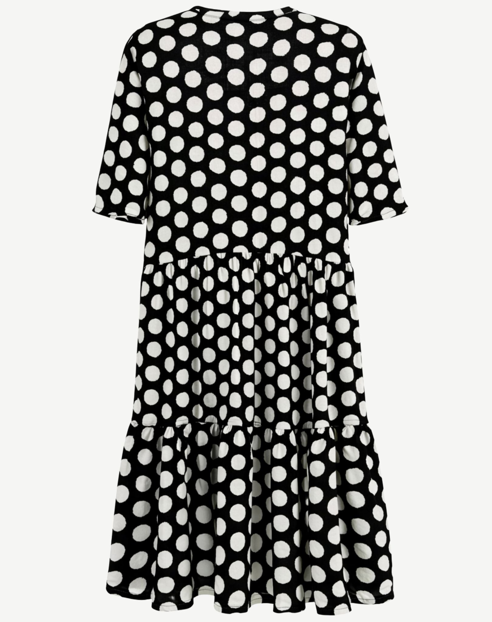 Black Cream Spot Tiered Midi Dress Corfu Jeans