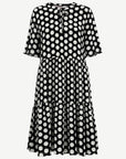 Black Cream Spot Tiered Midi Dress Corfu Jeans