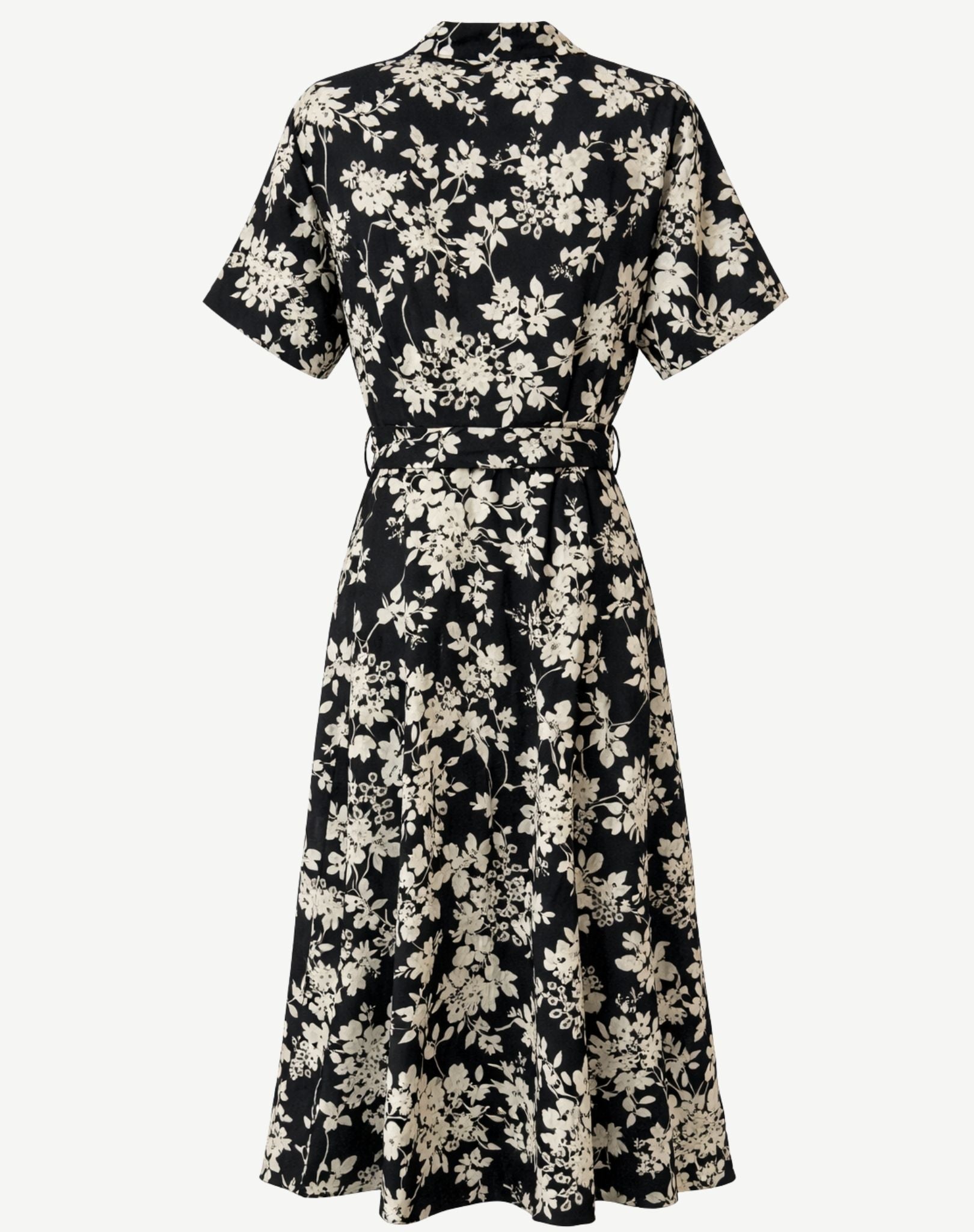 Black Cream Floral Cotton Shirt Midi Dress Corfu Jeans