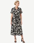 Black Cream Floral Cotton Shirt Midi Dress Corfu Jeans