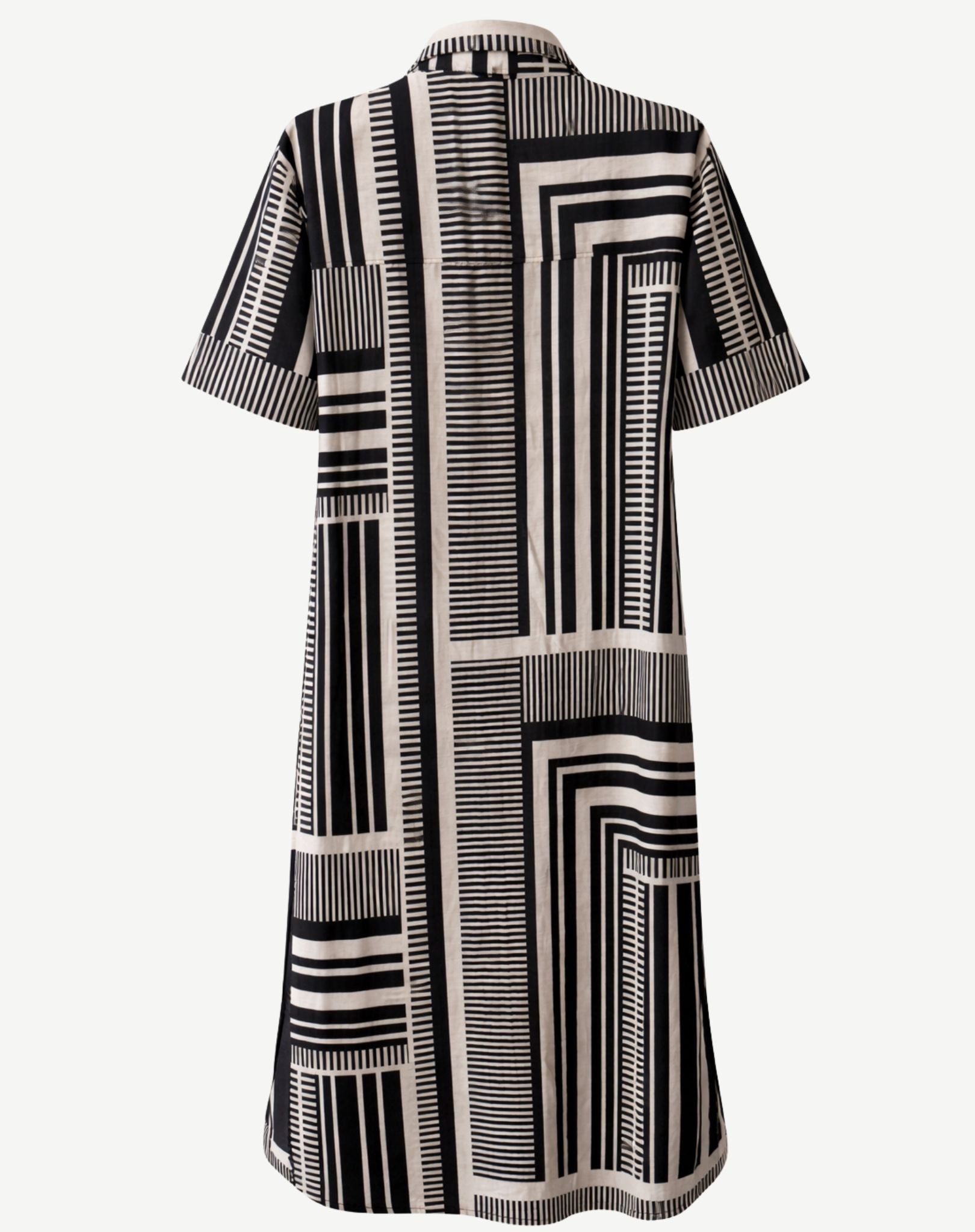 Navy Cream Geometric Shirt Midi Dress Corfu Jeans