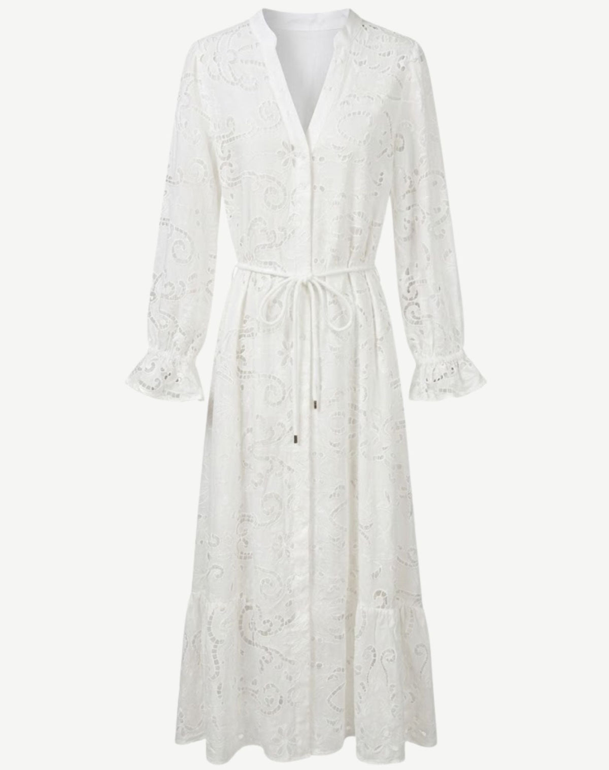 White Embroidered Cotton Midi Dress Corfu Jeans