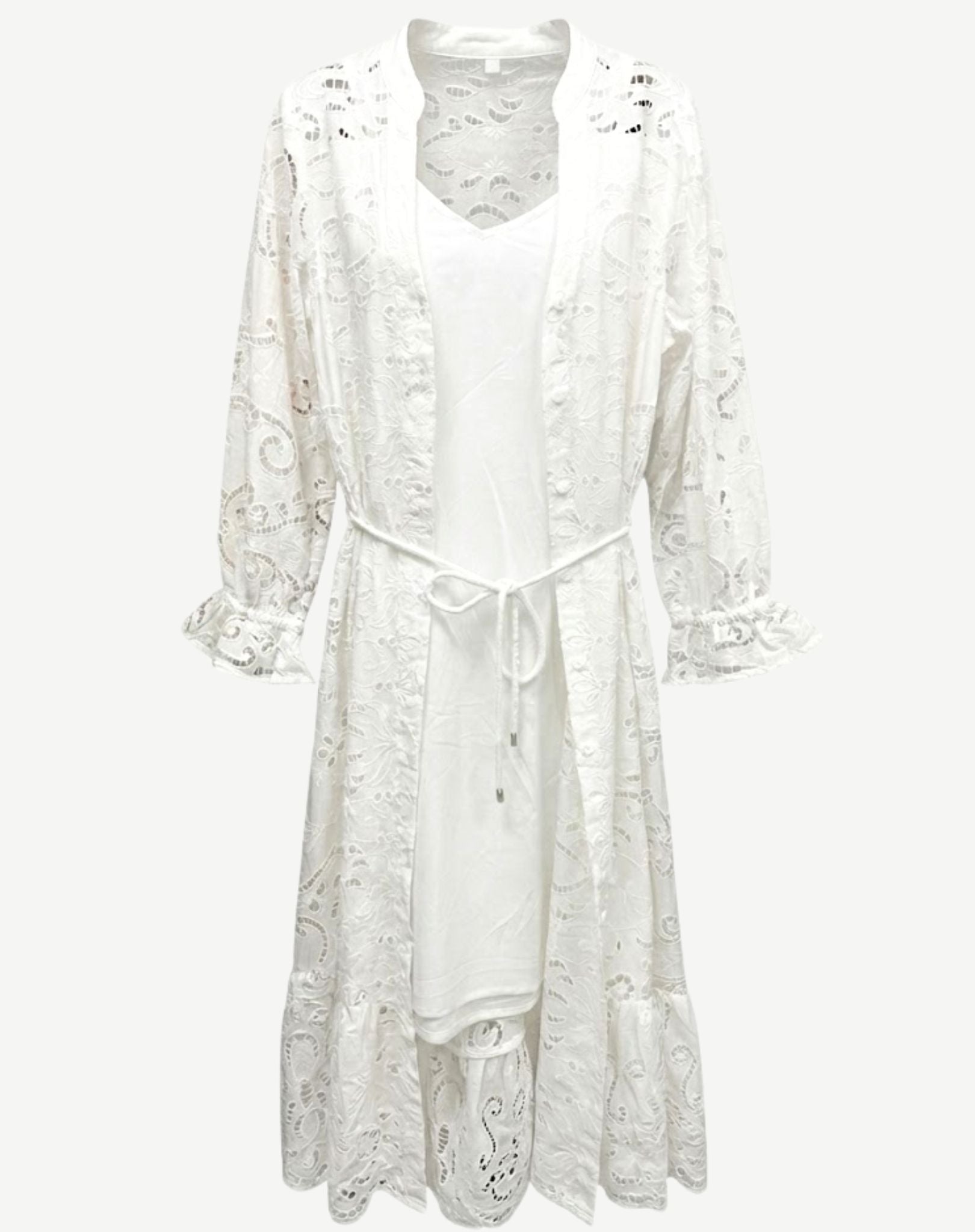 White Embroidered Cotton Midi Dress Corfu Jeans