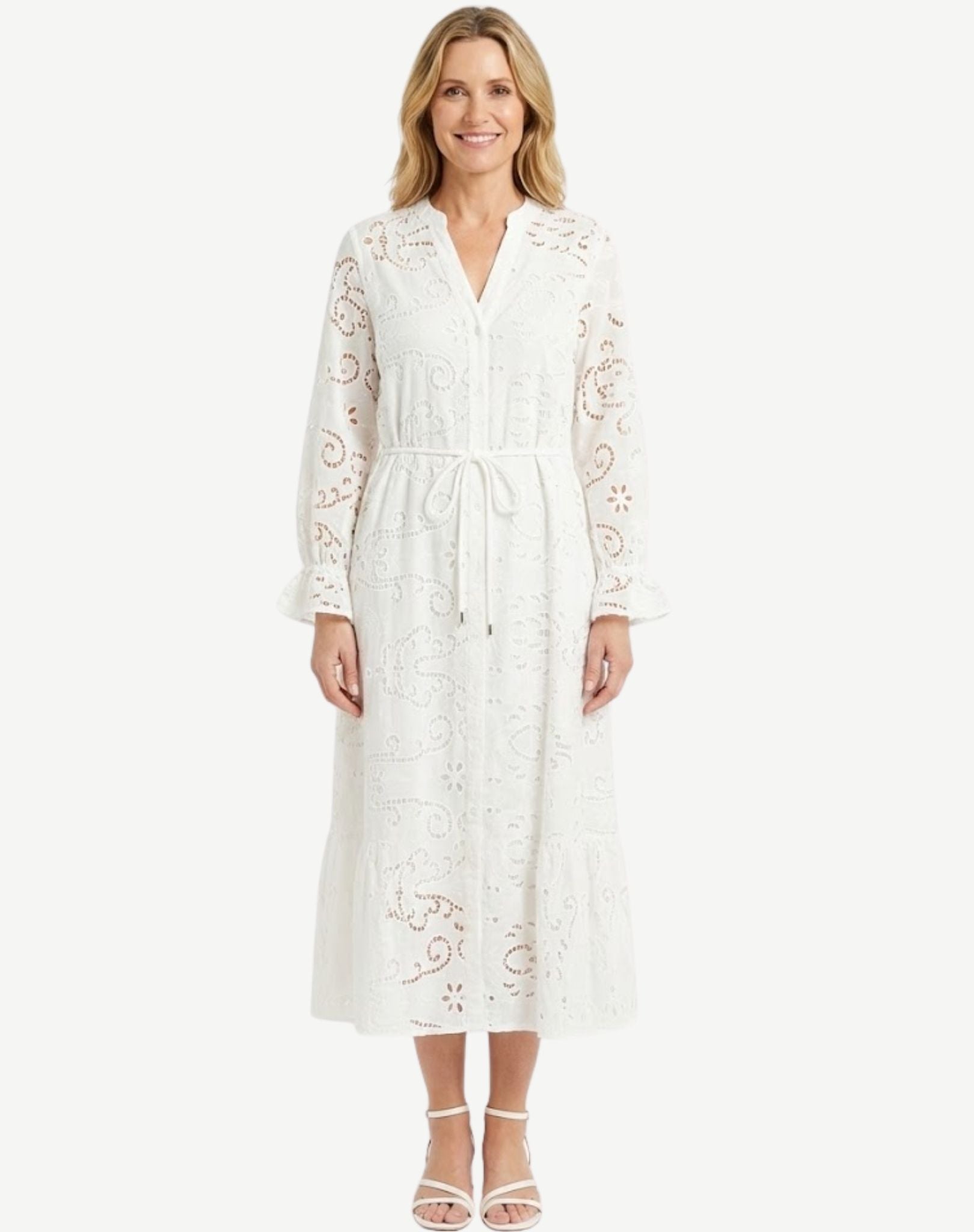 White Embroidered Cotton Midi Dress Corfu Jeans