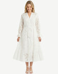 White Embroidered Cotton Midi Dress Corfu Jeans