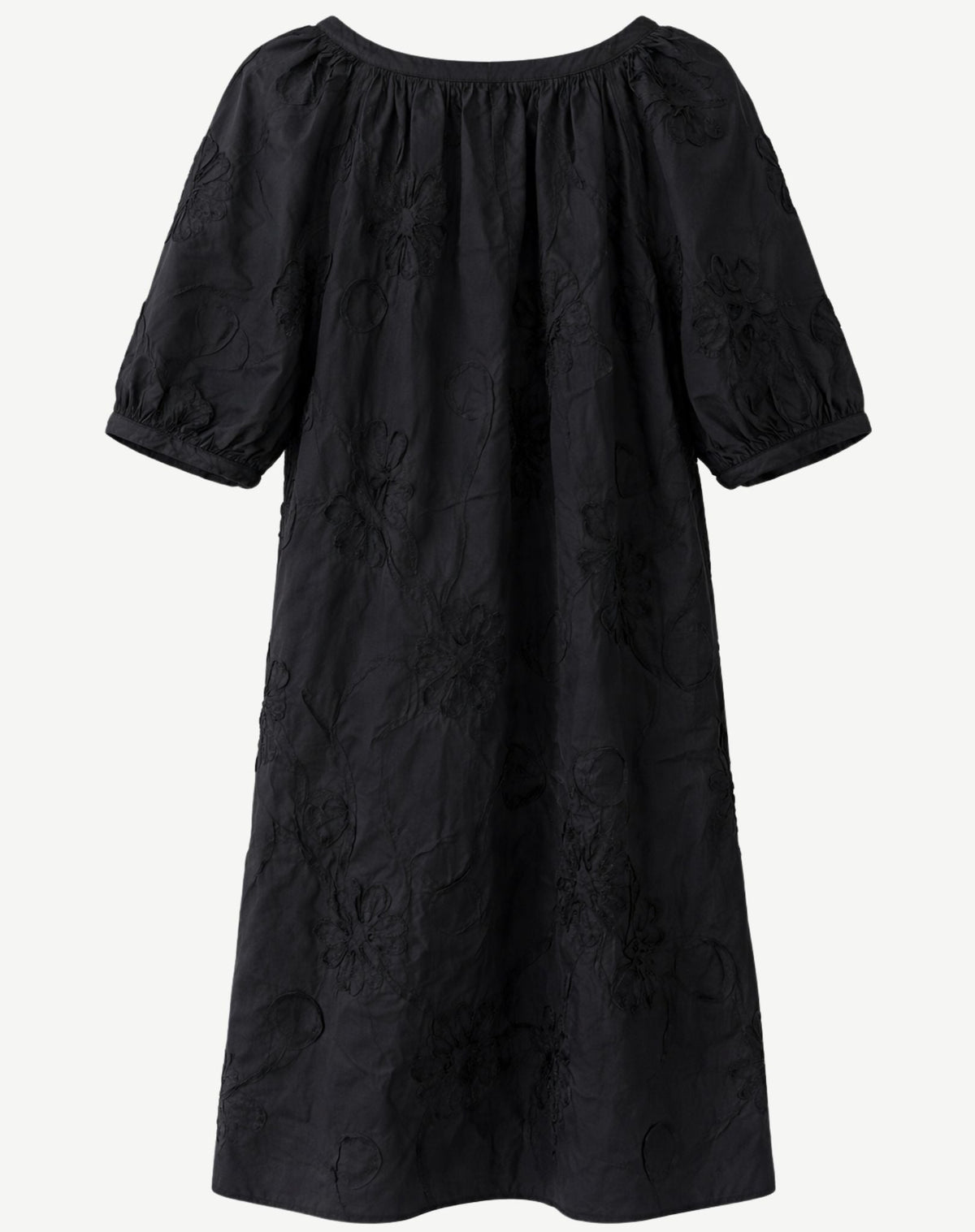 Black Cotton Poplin Embroidered Midi Dress Corfu Jeans