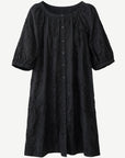 Black Cotton Poplin Embroidered Midi Dress Corfu Jeans