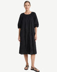 Black Cotton Poplin Embroidered Midi Dress Corfu Jeans