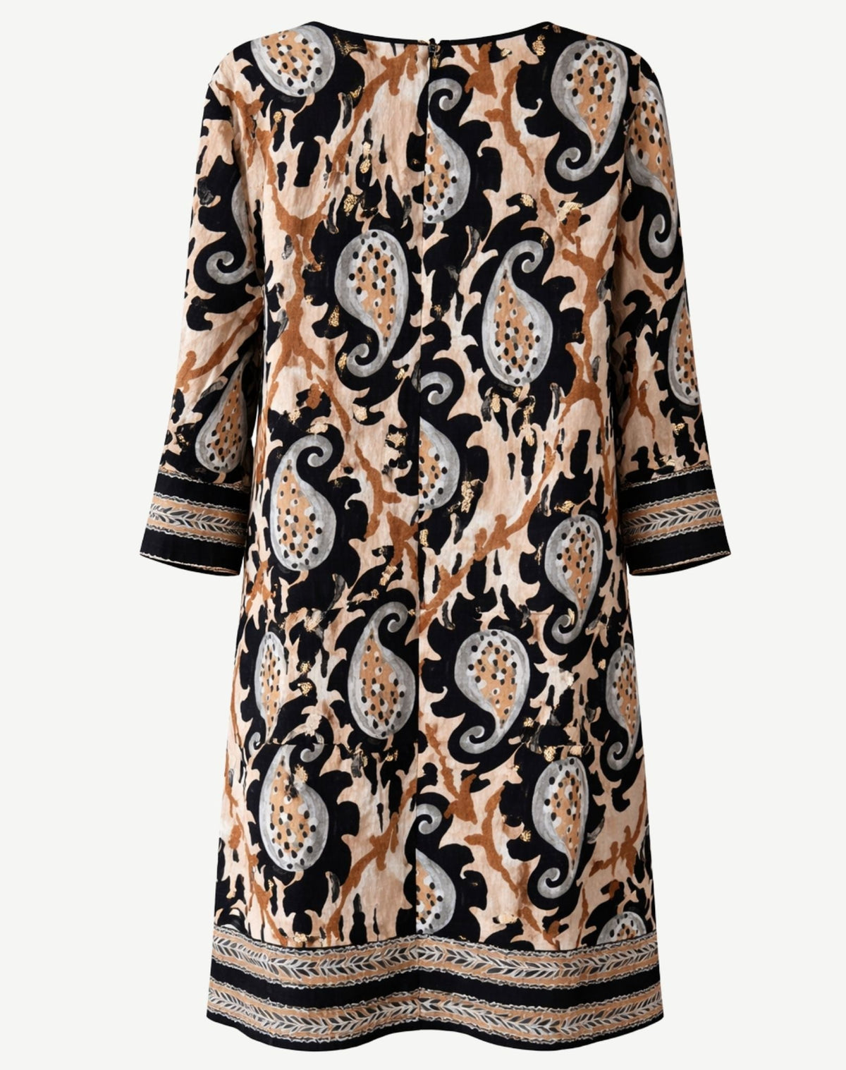 Black Cream Paisley Print Midi Dress Corfu Jeans