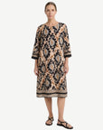 Black Cream Paisley Print Midi Dress Corfu Jeans