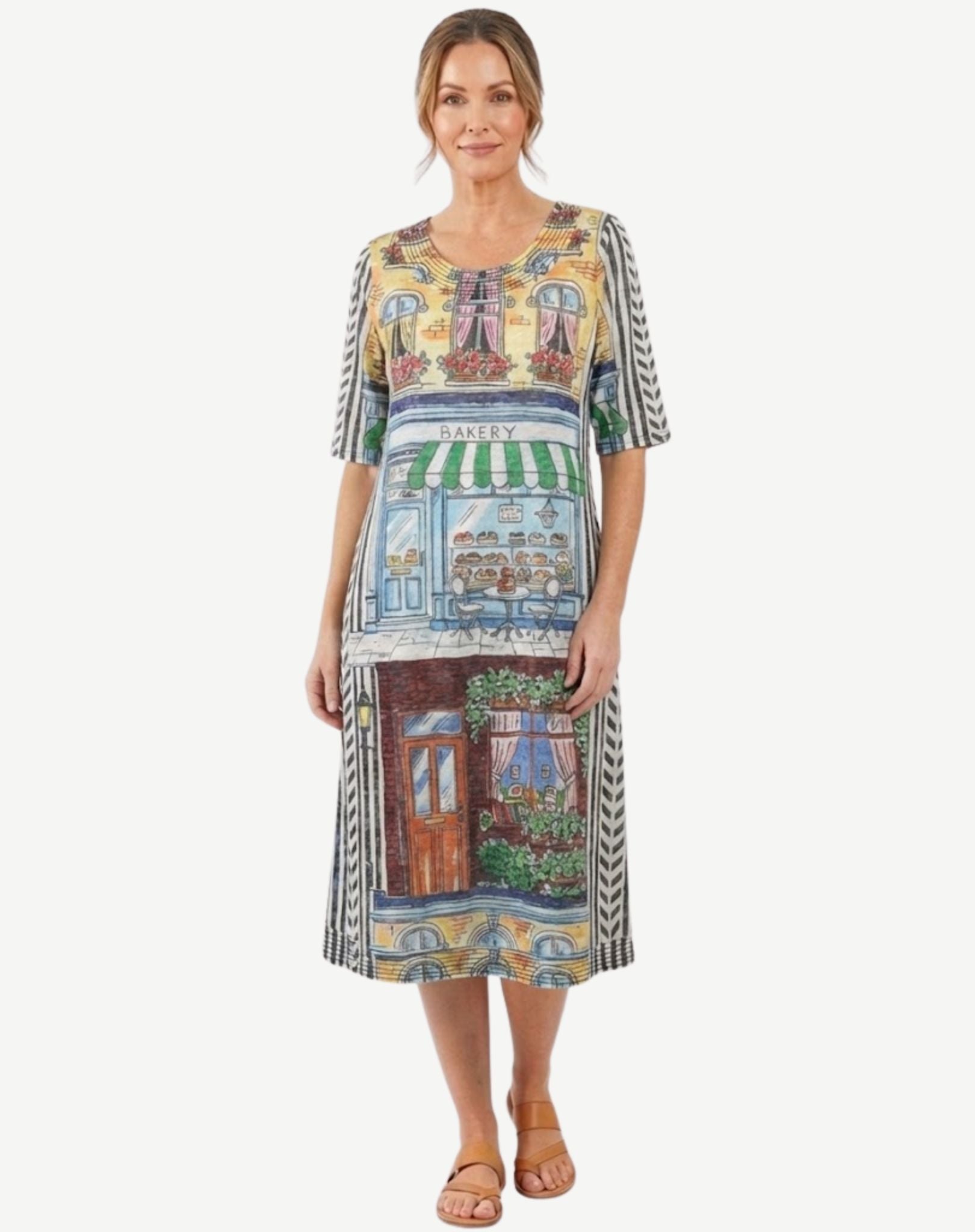 Cafe Et Croissant Printed Jersey Dress Corfu Jeans