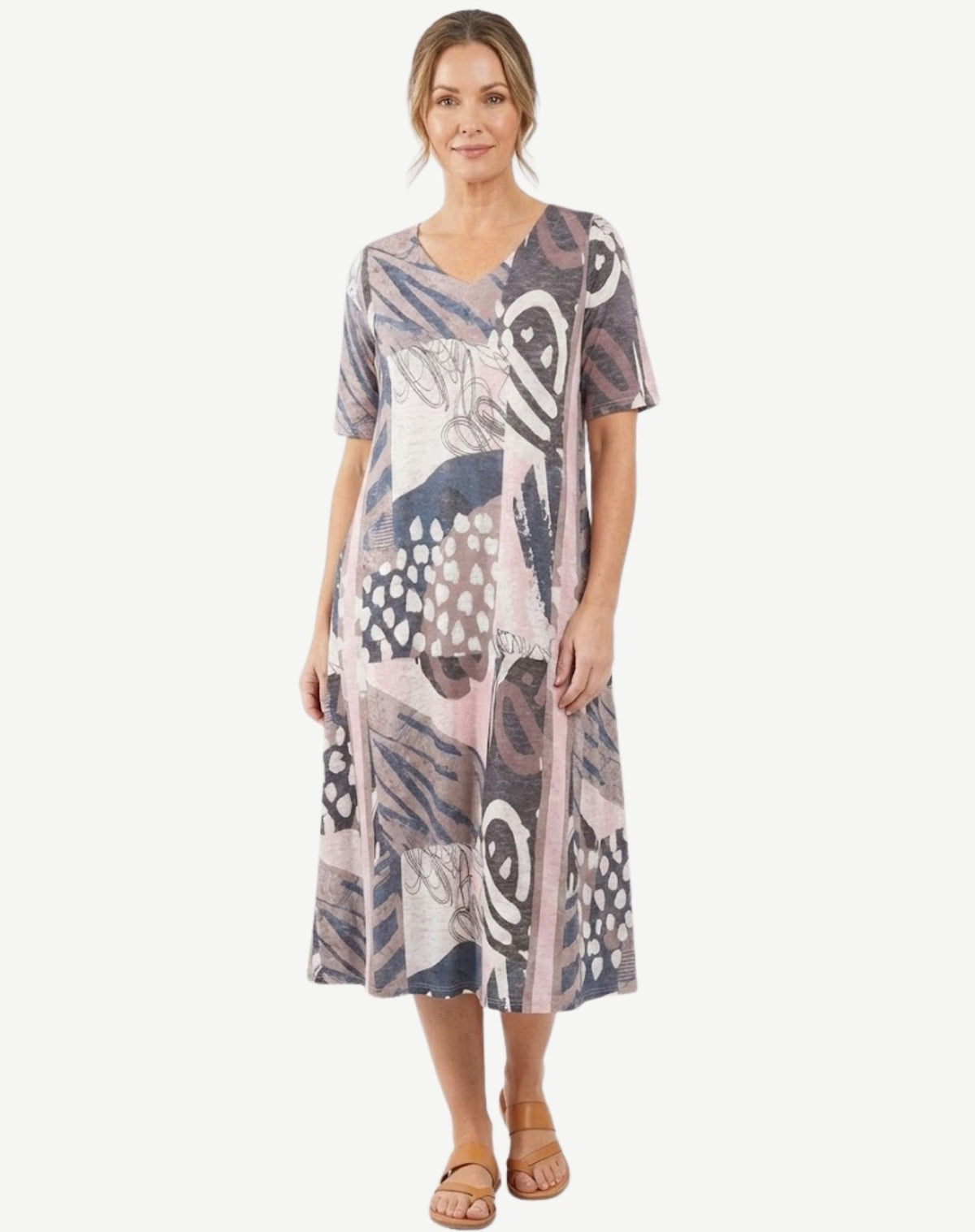 Tile and Vine Cotton Rich Burnout Jersey Midi Dress Corfu Jeans