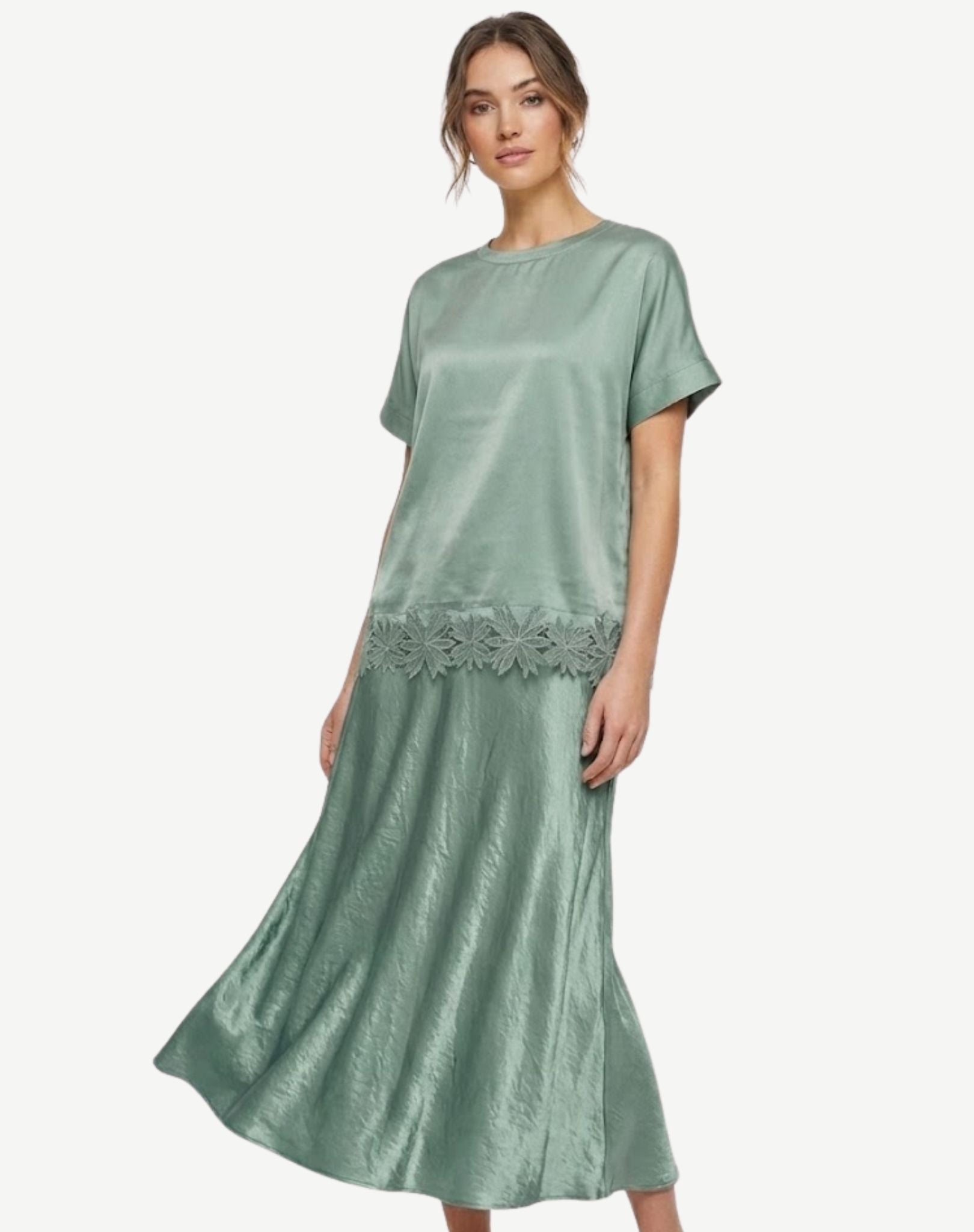 Seafoam Satin Skirt Corfu Jeans