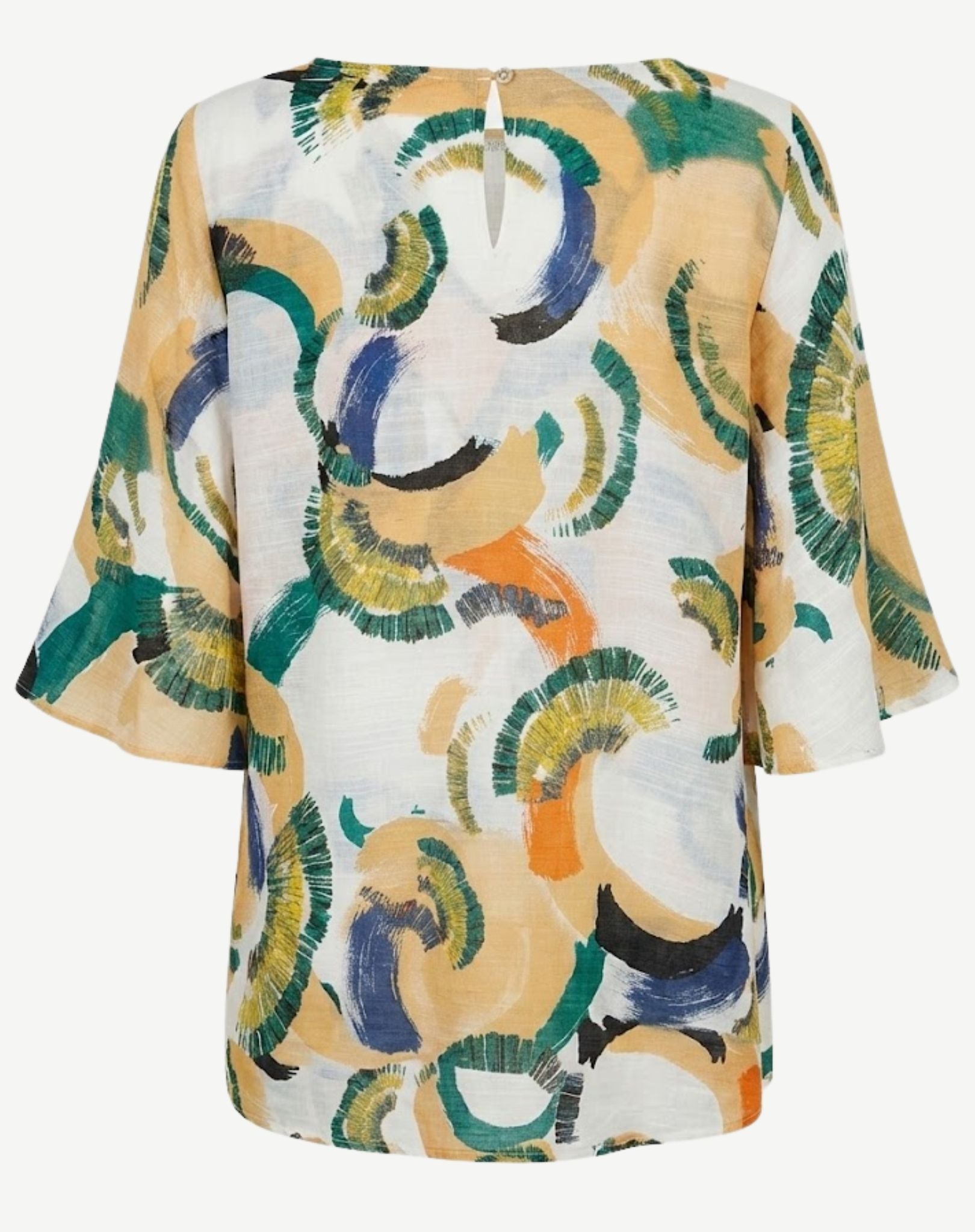 Ray Swirls Abstract Print Layered Blouse Corfu Jeans