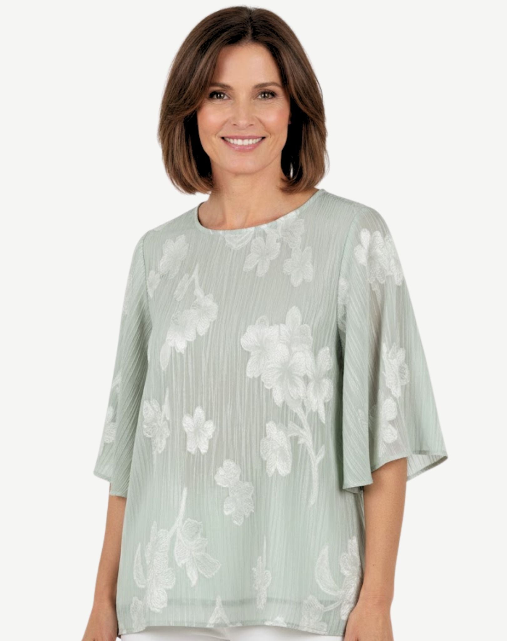 Shimmer Floral Pleated Blouse Corfu Jeans