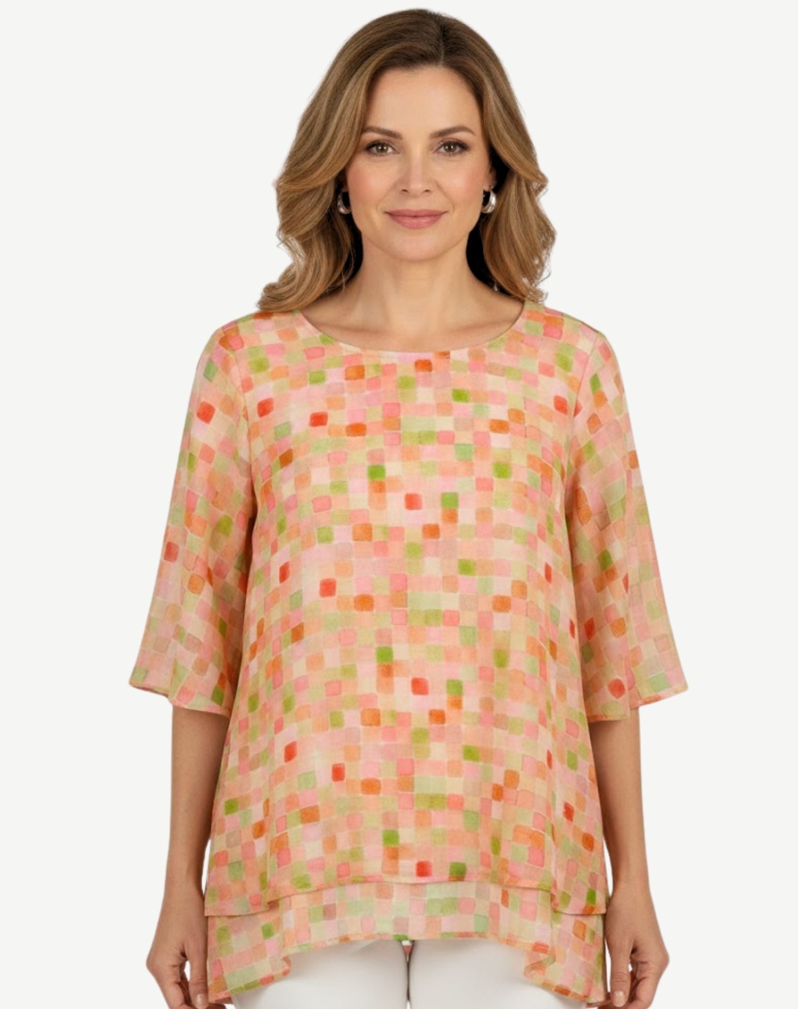 Sugar Cubes Print Layered Blouse Corfu Jeans