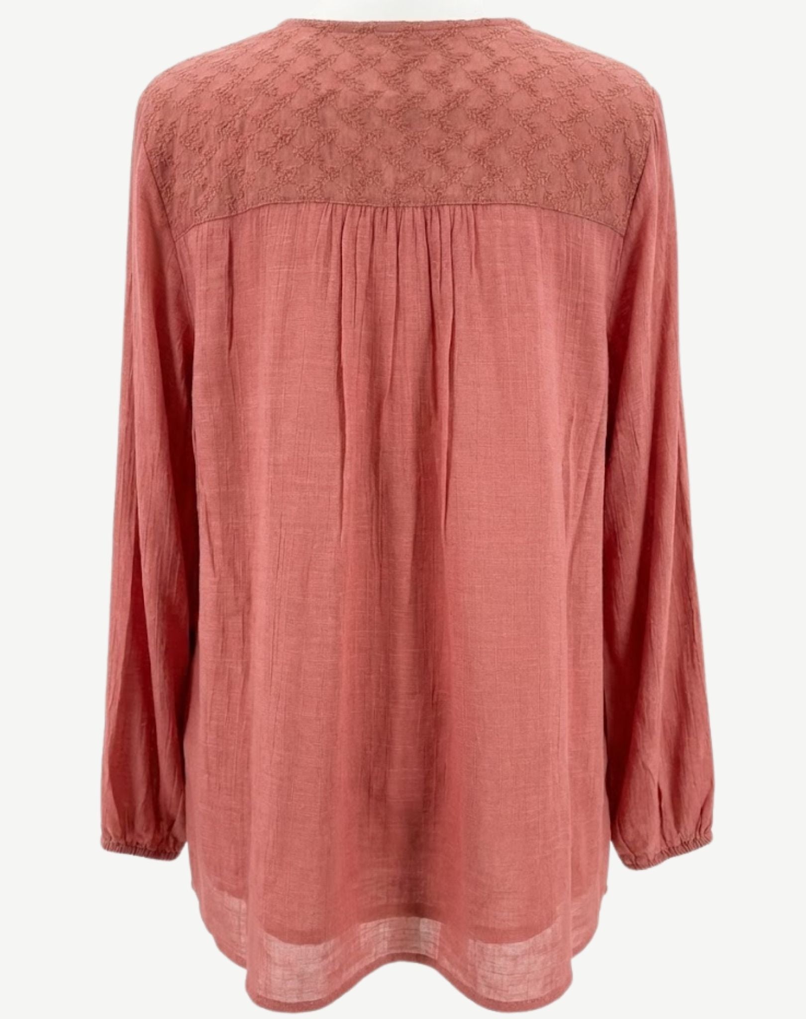 Berry Sands Crepe Georgette Lace Trim Long Sleeve Blouse Corfu Jeans