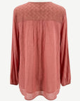 Berry Sands Crepe Georgette Lace Trim Long Sleeve Blouse Corfu Jeans