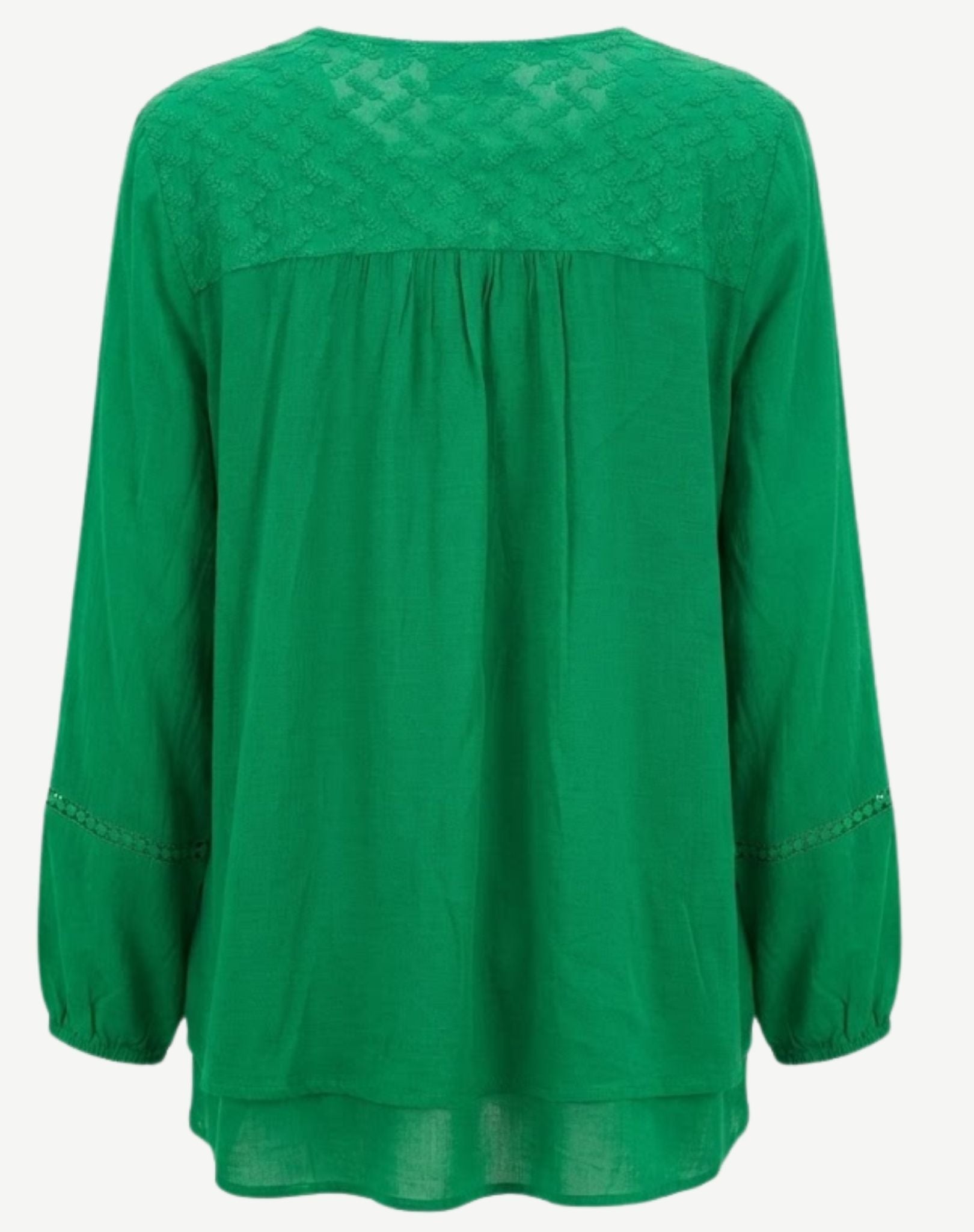 Mojito Crepe Georgette Lace Trim Long Sleeve Blouse Corfu Jeans