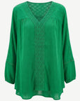 Mojito Crepe Georgette Lace Trim Long Sleeve Blouse Corfu Jeans