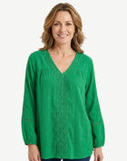 Mojito Crepe Georgette Lace Trim Long Sleeve Blouse