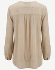 Sand Crepe Georgette Lace Trim Long Sleeve Blouse Corfu Jeans