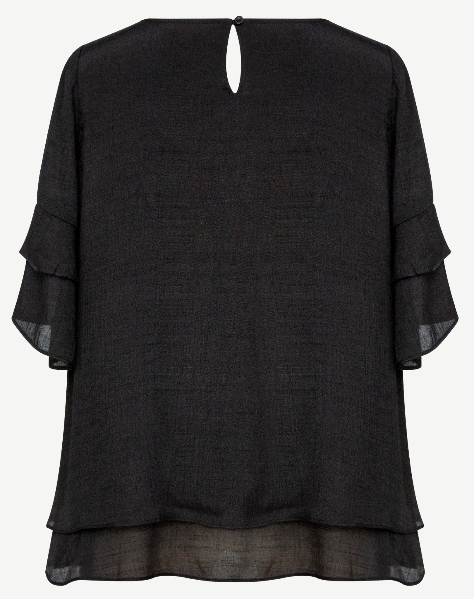 Black Layered Ruffle Sleeve Blouse Corfu Jeans