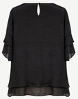 Black Layered Ruffle Sleeve Blouse Corfu Jeans
