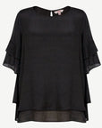 Black Layered Ruffle Sleeve Blouse Corfu Jeans