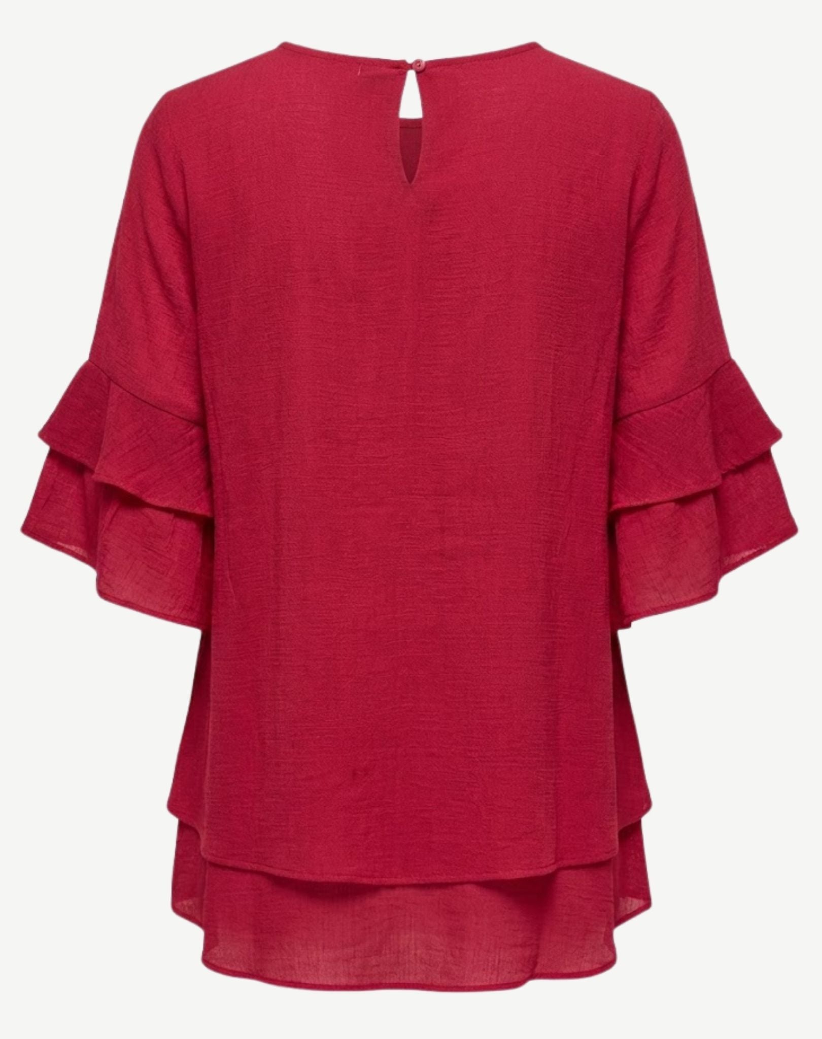 Cranberry Layered Ruffle Sleeve Blouse Corfu Jeans