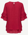 Cranberry Layered Ruffle Sleeve Blouse Corfu Jeans