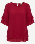 Cranberry Layered Ruffle Sleeve Blouse Corfu Jeans