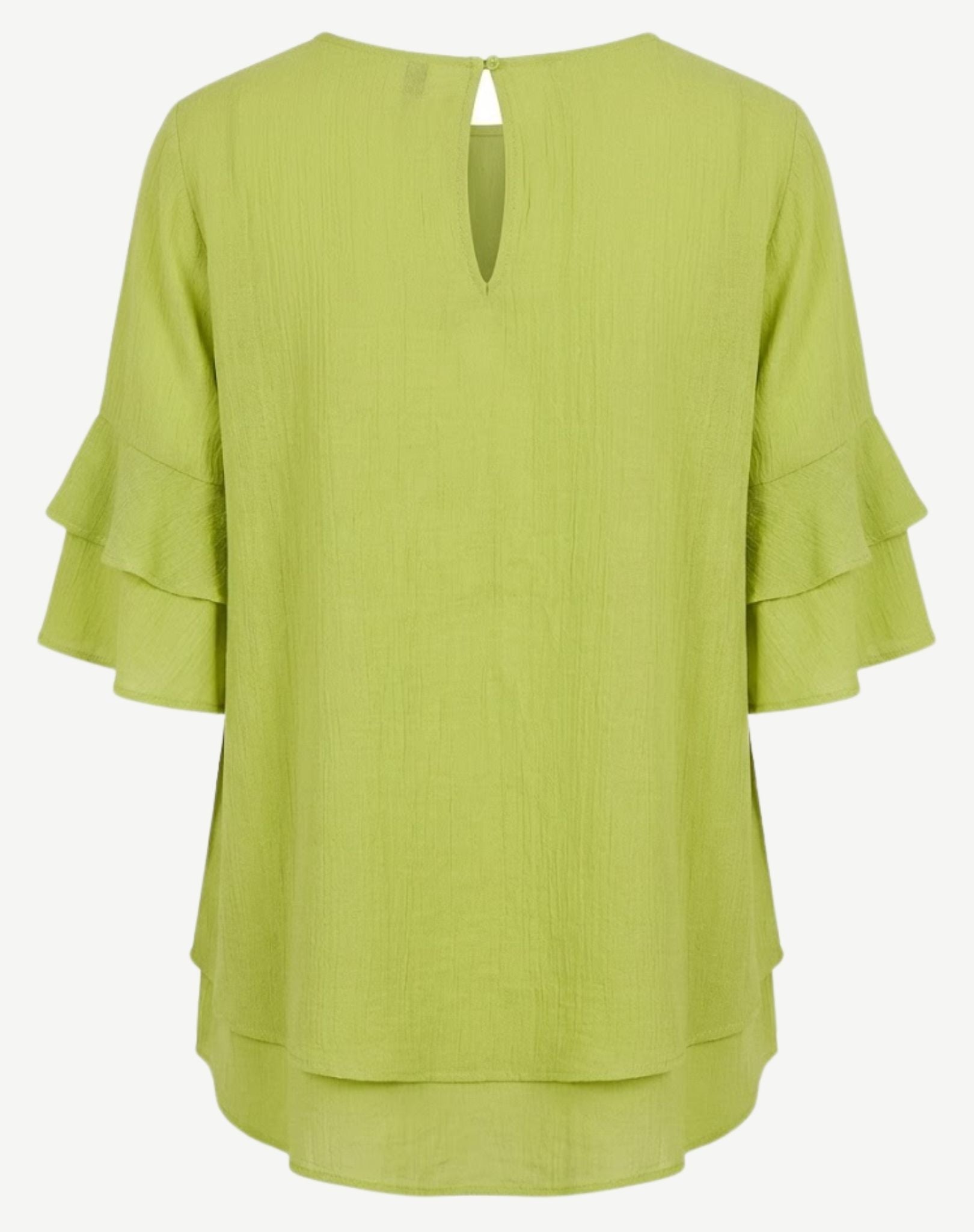 Pistachio Layered Ruffle Sleeve Blouse Corfu Jeans