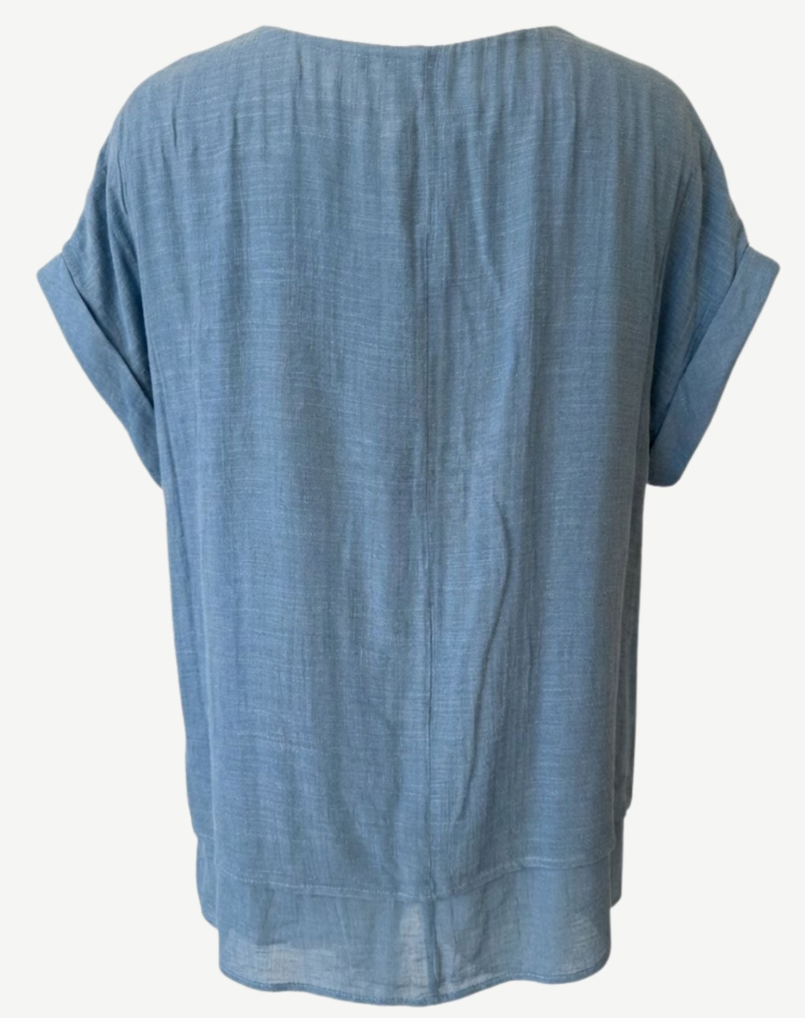 Denim Button Front Layered Top Corfu Jeans
