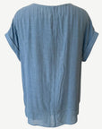 Denim Button Front Layered Top Corfu Jeans