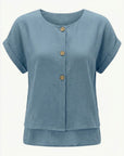 Denim Button Front Layered Top Corfu Jeans