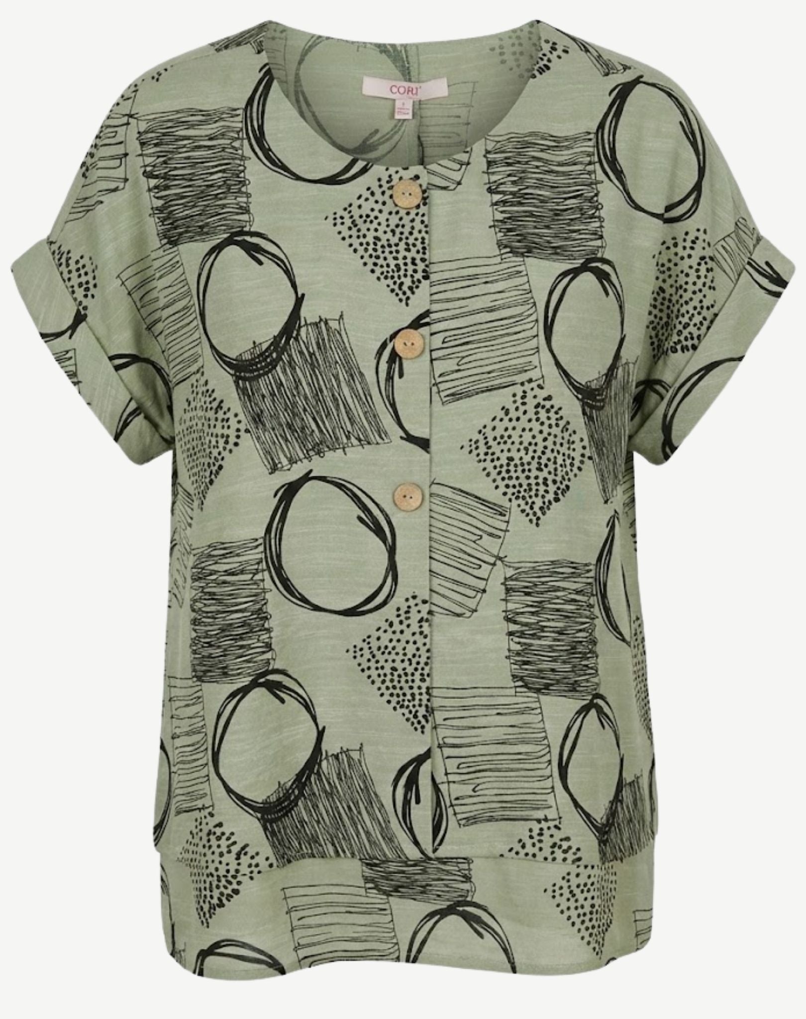 Eucalyptus Button Front Layered Top Corfu Jeans