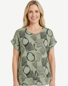 Eucalyptus Button Front Layered Top